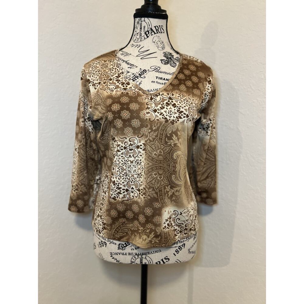 JKLA California Women’s Blouse Size Small Mixed Print Top